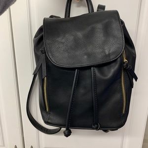 black leather backpack